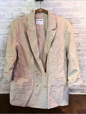 Old Navy Women's Light Cream Double-Breasted Blazer